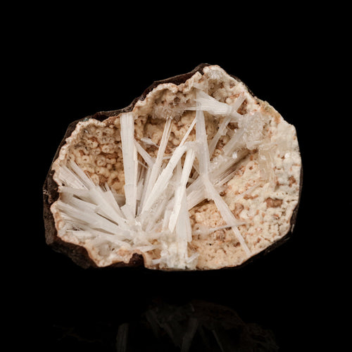 Scolecite Sprays Inside Heulandite Geode Natural Mineral Specimen # B 5779