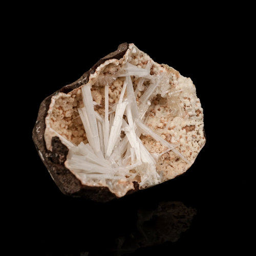 Scolecite Sprays Inside Heulandite Geode Natural Mineral Specimen # B 5779