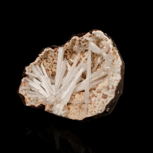 Scolecite Sprays Inside Heulandite Geode Natural Mineral Specimen # B 5779