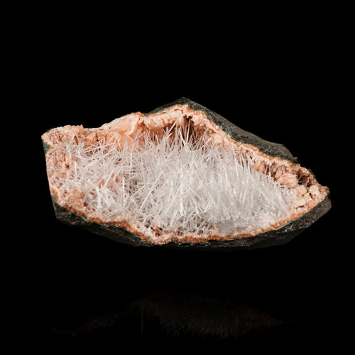 Scolecite Sprays Inside Heulandite Geode Natural Mineral Specimen # B 5795