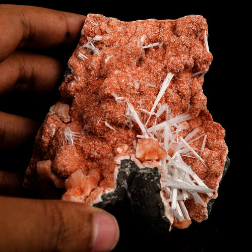Scolecite Sprays Inside Heulandite Geode Natural Mineral Specimen # B 5803