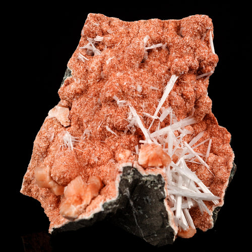 Scolecite Sprays Inside Heulandite Geode Natural Mineral Specimen # B 5803