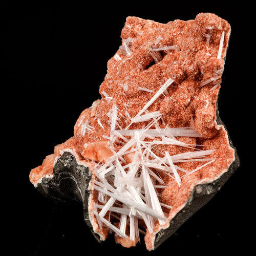 Scolecite Sprays Inside Heulandite Geode Natural Mineral Specimen # B 5803