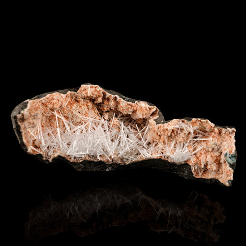 Scolecite Sprays Inside Heulandite Geode Natural Mineral Specimen # B 5809