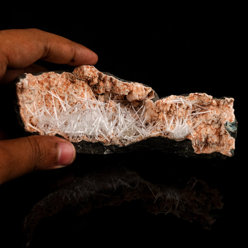 Scolecite Sprays Inside Heulandite Geode Natural Mineral Specimen # B 5809