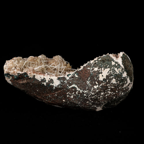 Scolecite Sprays Inside Heulandite Geode Natural Mineral Specimen # B 5860
