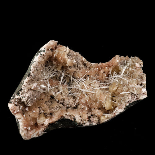 Scolecite Sprays Inside Heulandite Geode Natural Mineral Specimen # B 5860