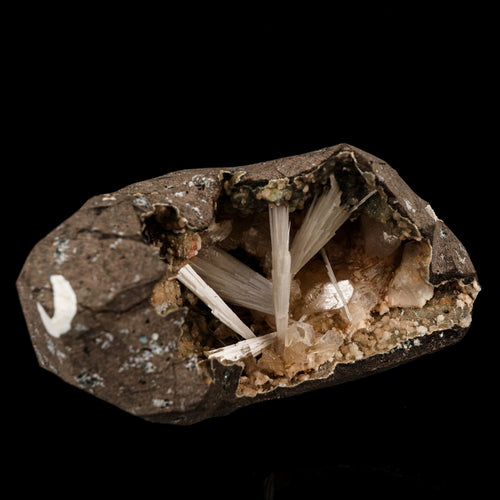 Scolecite Sprays Inside Heulandite Geode Natural Mineral Specimen # B 5889