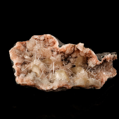 Scolecite Sprays Inside Heulandite Geode Natural Mineral Specimen # B 5893