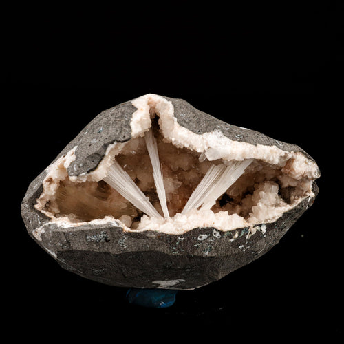 Scolecite Sprays Inside Heulandite Geode Natural Mineral Specimen # B 6283