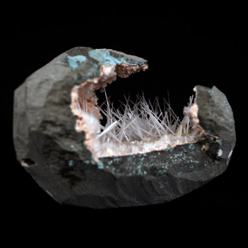 Scolecite Sprays Inside Heulandite See through Geode Natural Mineral Specimen  # B 4906