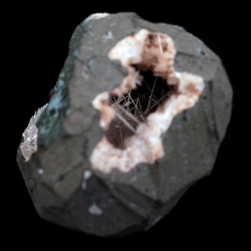 Scolecite Sprays Inside Heulandite See through Geode Natural Mineral Specimen  # B 4906