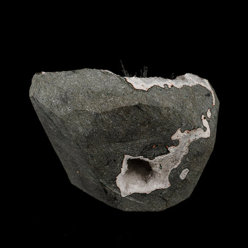 Scolecite Sprays Inside MM Quartz Geode Natural Mineral Specimen # B 5490