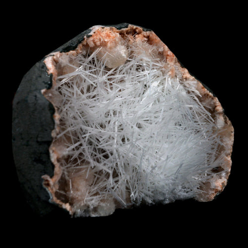 Scolecite Sprays On Heulandite With Stilbite Geode Natural Mineral Specimen  # B 4904