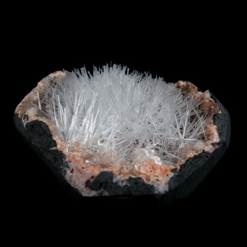 Scolecite Sprays On Heulandite With Stilbite Geode Natural Mineral Specimen  # B 4904