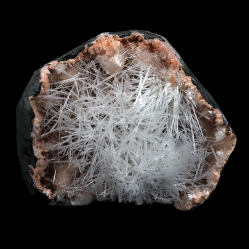 Scolecite Sprays On Heulandite With Stilbite Geode Natural Mineral Specimen  # B 4904