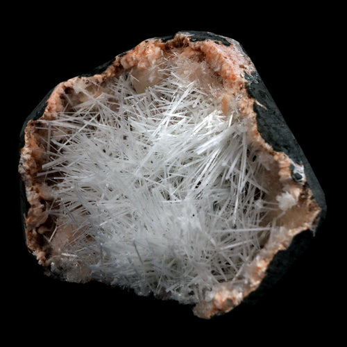 Scolecite Sprays On Heulandite With Stilbite Geode Natural Mineral Specimen  # B 4904