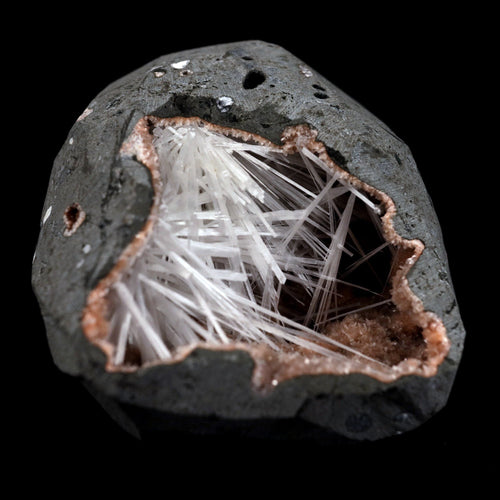 Scolecite Sprays On Heulandite With Stilbite Geode Natural Mineral Specimen  # B 4905