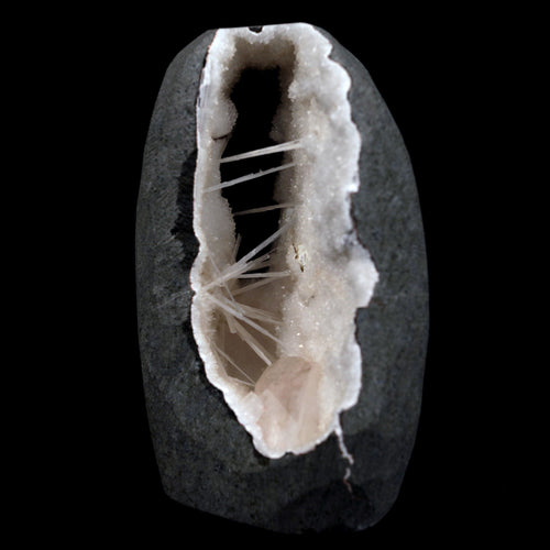 Scolecite Sprays with Heulandite Inside MM Quartz Natural Mineral Specimen  # B 4808