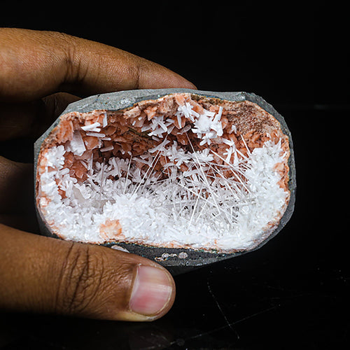 Scolecite with Laumontite in Heulandite Geode Natural Mineral Specimen # B 7038