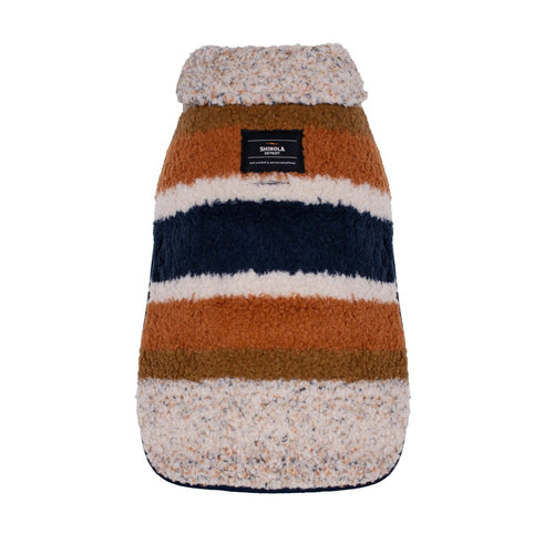 Shinola Brand Stripe Berber Dog Coat Oatmeal