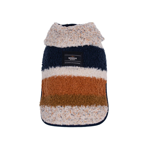 Shinola Brand Stripe Berber Dog Coat Oatmeal