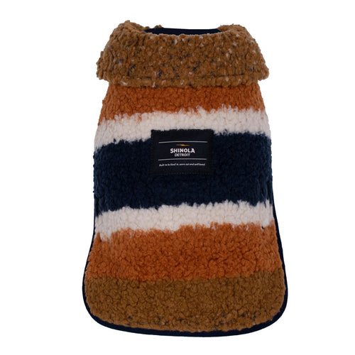 Shinola Brand Stripe Berber Dog Coat Rust