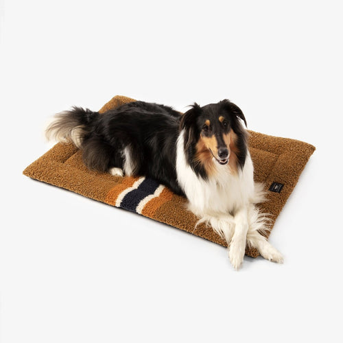 Shinola Brand Stripe Comfort Cushion Berber Dog Bed Rust