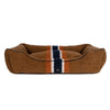 Shinola Brand Stripe Kuddle Berber Dog Bed Rust