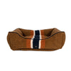 Shinola Brand Stripe Kuddle Berber Dog Bed Rust