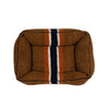 Shinola Brand Stripe Kuddle Berber Dog Bed Rust