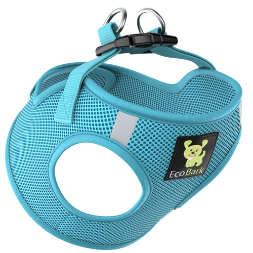 EcoBark Step In Dog Harness - XXXS to Small Breeds- Reflective Soft Mesh Harness for Teacup, Small Dogs and Puppies / Sky Blue