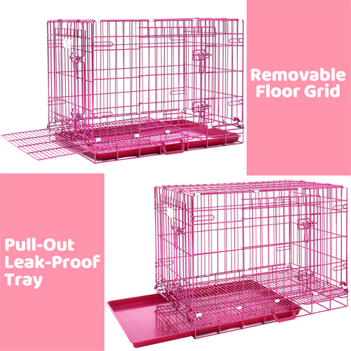 24-42 Collapsible Pink Dog Crate RED24-42