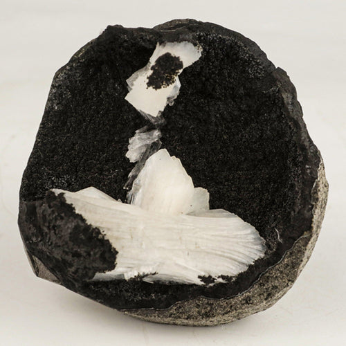 Stilbite in Chalcedony Geode Free Standing Natural Mineral Specimen # B 6524
