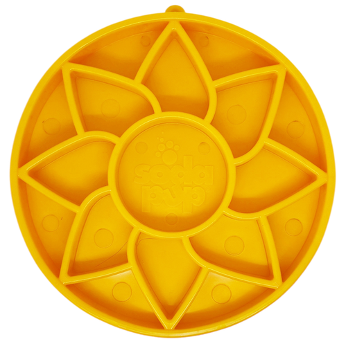 Sunflower Softie eTray Slow Feeder Dog Bowl | Soft Shallow Lick Mat | Yellow & Purple | USA Made