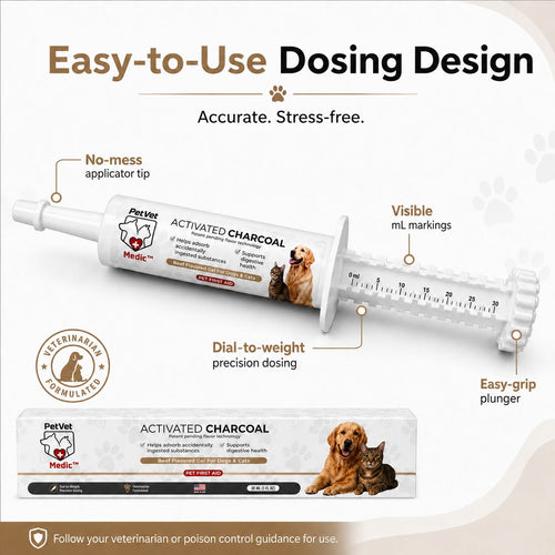 PetVet Medic® Activated Charcoal Syringe for Dogs & Cats — 30 mL