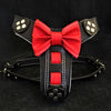 The Bowtie handmade leather harness black Small to Medium Size