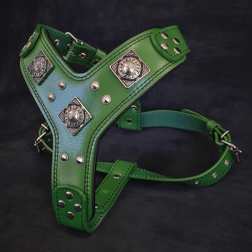 The Eros harness GREEN 100% genuine leather
