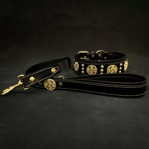 The Maximus collar 2.5 inch wide black & gold