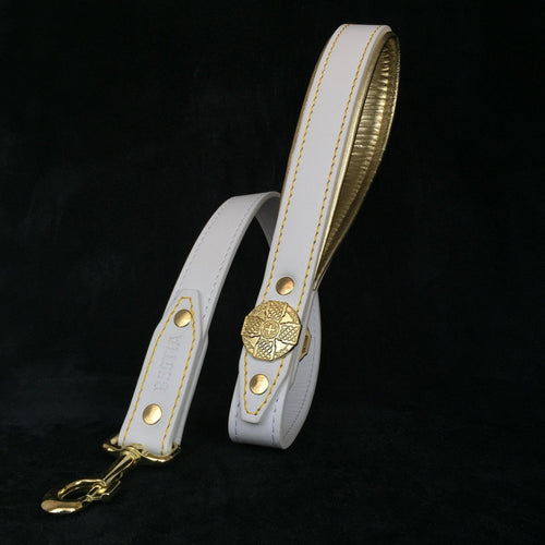The Maximus leash white & gold