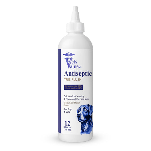 Veterinary Ear Flush for Dogs and Cats 12oz (XL 355ml Bottle) - Clear Therapy Cleaner Alcohol-Free, Itch-Relief Yeast Infections, Supports Healthy Canals - Optimized Solution Dog Washing, White/Clear