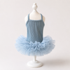 Blue & Green Pet Tutu Dress for Dogs – Ribbed Knit Ballet Puppy Dress with Fluffy Tulle Skirt for Small Dogs