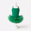 Blue & Green Pet Tutu Dress for Dogs – Ribbed Knit Ballet Puppy Dress with Fluffy Tulle Skirt for Small Dogs