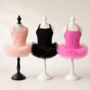 Pet Tutu Dress for Dogs – Ribbed Knit Ballet Puppy Dress with Layered Tulle Skirt, Pink Black Blush Pink Dog Dress for Small Dogs
