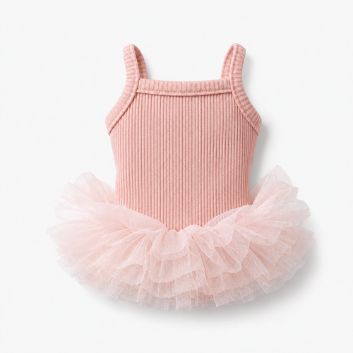 Pet Tutu Dress for Dogs – Ribbed Knit Ballet Puppy Dress with Layered Tulle Skirt, Pink Black Blush Pink Dog Dress for Small Dogs