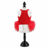 Red Pet Tutu Dress for Dogs – Ribbed Knit Puppy Ballet Dress with Layered Tulle Skirt for Small Dogs