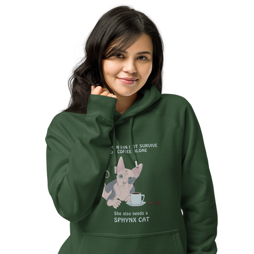 WOMAN CAN'T SURVIVE ON COFFEE ALONE ECO HOODIE