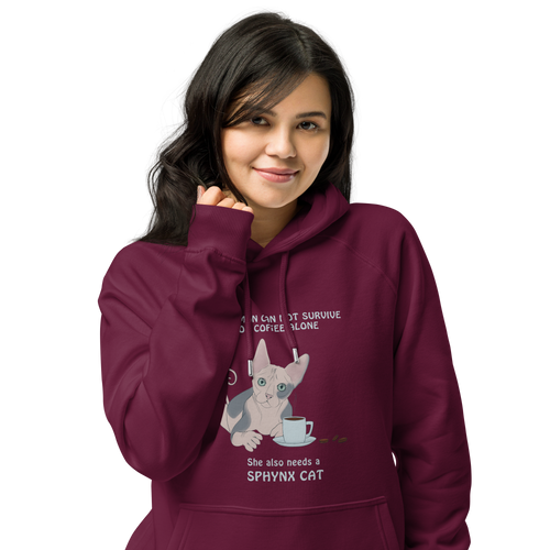 WOMAN CAN'T SURVIVE ON COFFEE ALONE ECO HOODIE