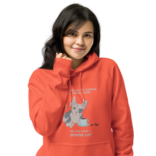 WOMAN CAN'T SURVIVE ON COFFEE ALONE ECO HOODIE