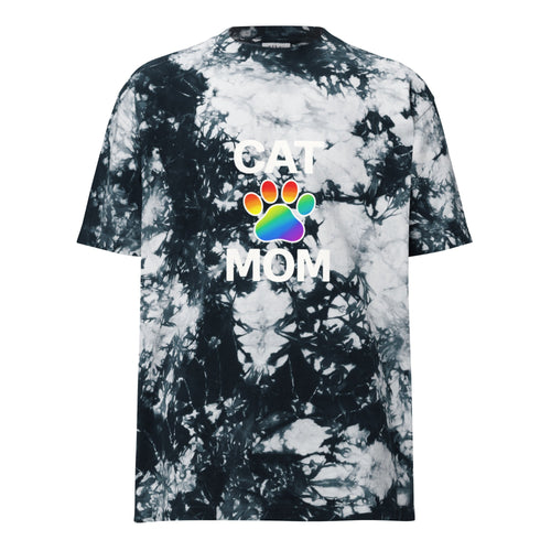 Pride Cat Mom Oversized Tie-dye T-shirt